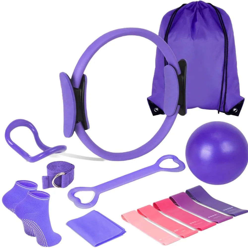 13Pcs/Set Portable Pilates Ball Set//Weight Loss Body Shaping Yoga Pilates// Circle with Storage Bag Improve Health - GilloServ