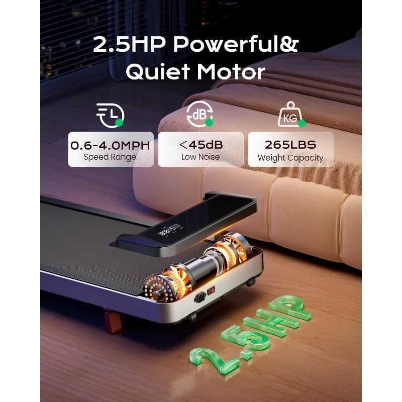Walking Pad,Treadmill with Incline for Home Office, 2.5HP Portable Under Desk Treadmill with 265 Lbs Capacity,Remote Control - GilloServ