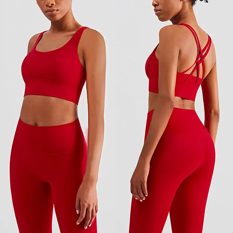 2 Piece Yoga Clothes Women's Tracksuit Athletic Wear Pilates Fitness Suit Gym Workout Push Up Clothes Sports Bra Leggings Suit - GilloServ