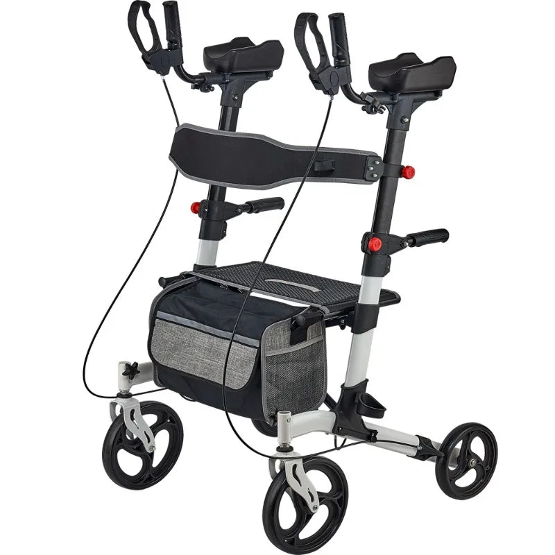 Upright Walker for Seniors,  Stand up Folding Rollator Adjustable Arm Supports, - GilloServ