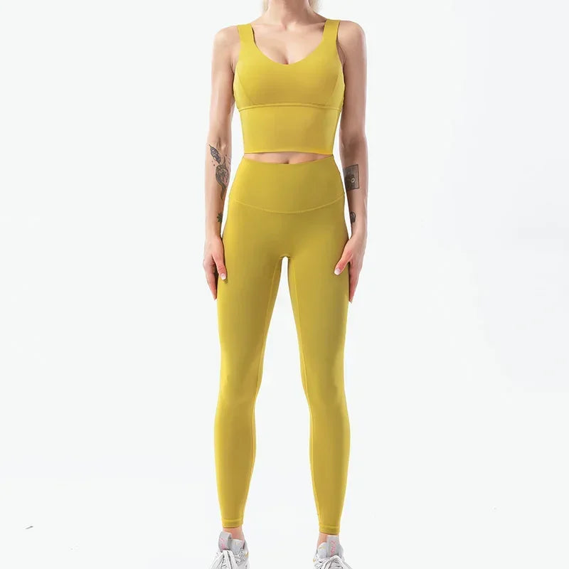 Naked-Feel Yoga Set Yoga Leggings Set Women Fitness Suit - GilloServ