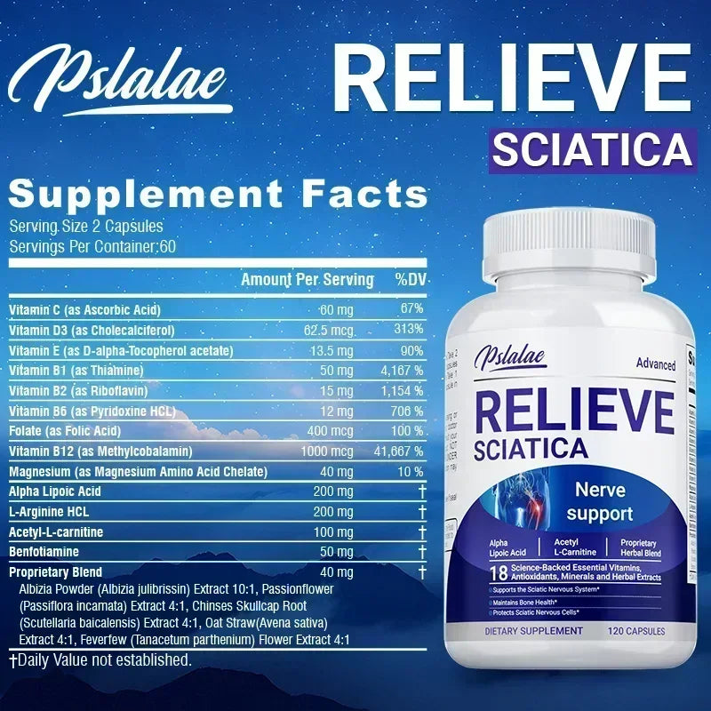 Relieve Sciatica Capsules - Contains B Vitamins To Support Sciatic Nerve Health, - GilloServ