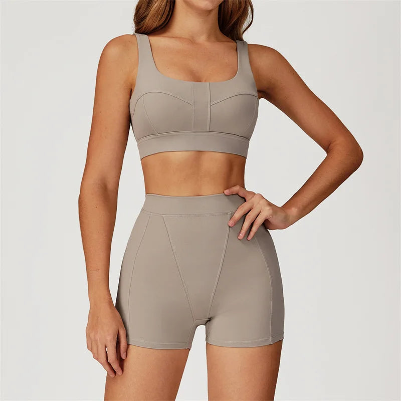 Yoga Shorts Sets Women's Tracksuit Sports Bras Fitness Sportswear - GilloServ