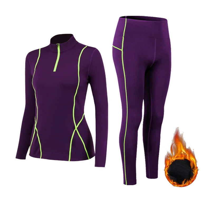 Winter Yoga Suit Stretch Set Gym Workout Shirt Leggings Sportswear - GilloServ