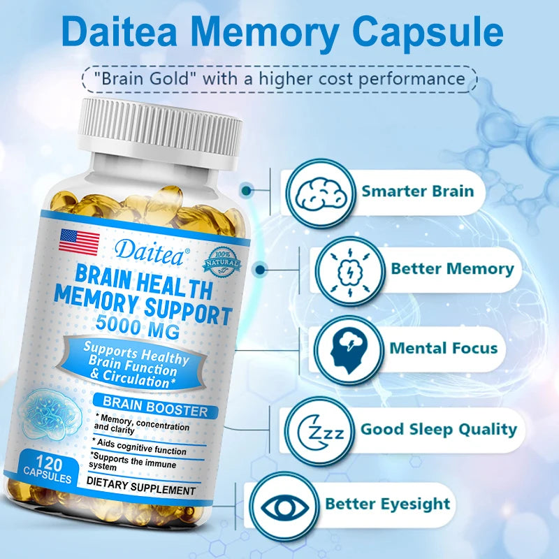 Vitamin B6 Supplement, Brain Health Memory Support 5000 mg//Supports Focus//rain Function & Circulation, 120 Capsules - GilloServ
