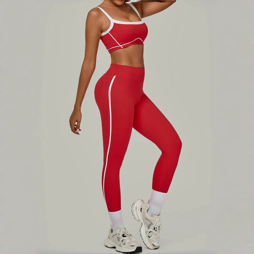 Yoga Suit Sports Fitness High Waist Peach// Hip Tight  Clothes Gym Leggings Set - GilloServ