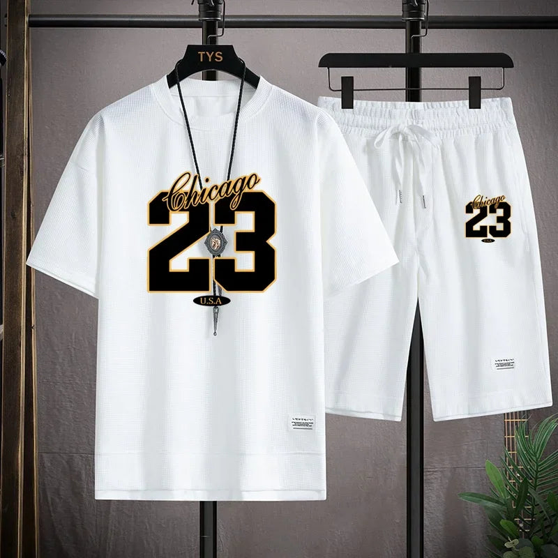 High Quality Men's Comfortable  //Summer  Fashion Print Sports Suit Fitness Jogging Daily Casual Wear Beach Shorts Set - GilloServ