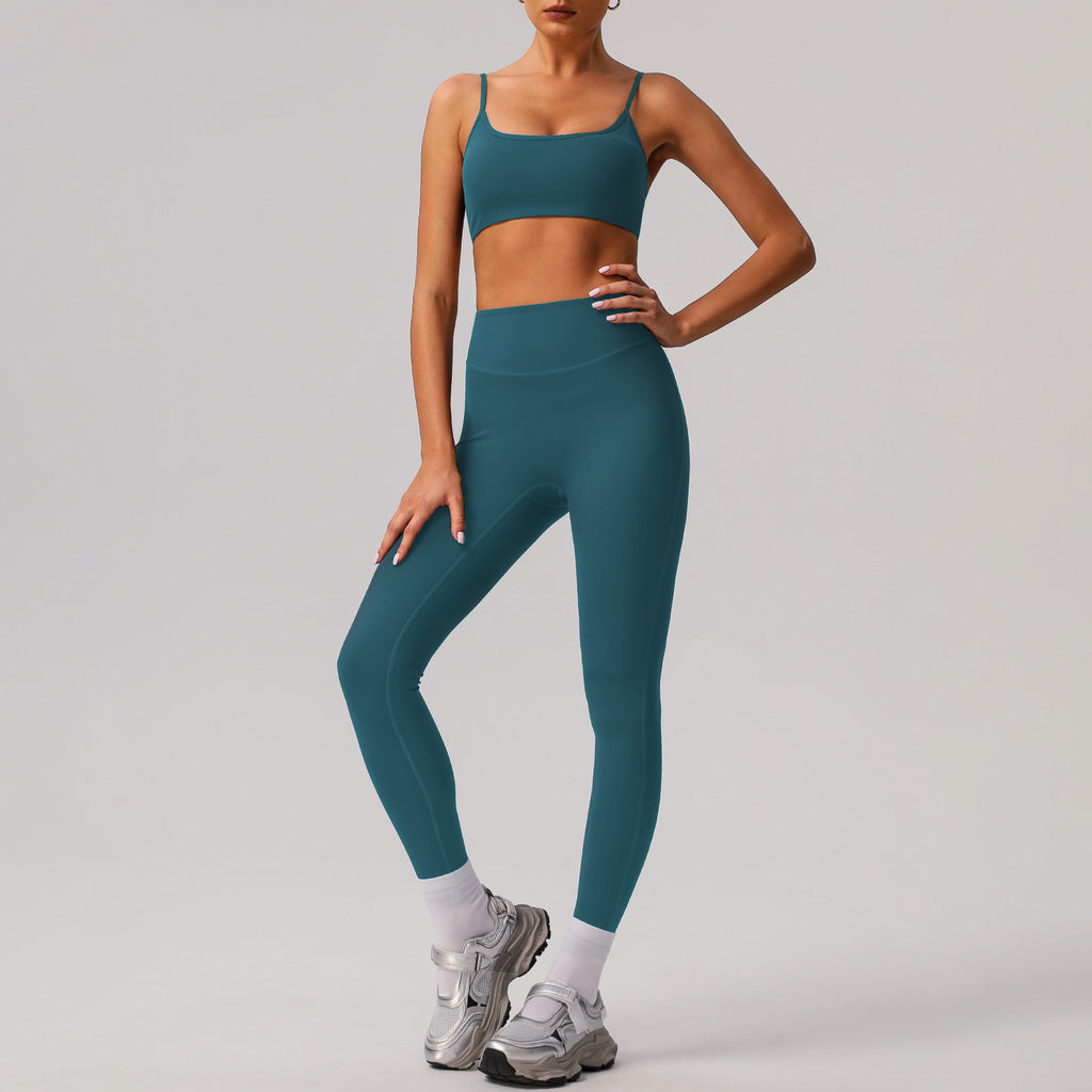 Solid color tight yoga suit quick drying fitness suit outdoor - GilloServ