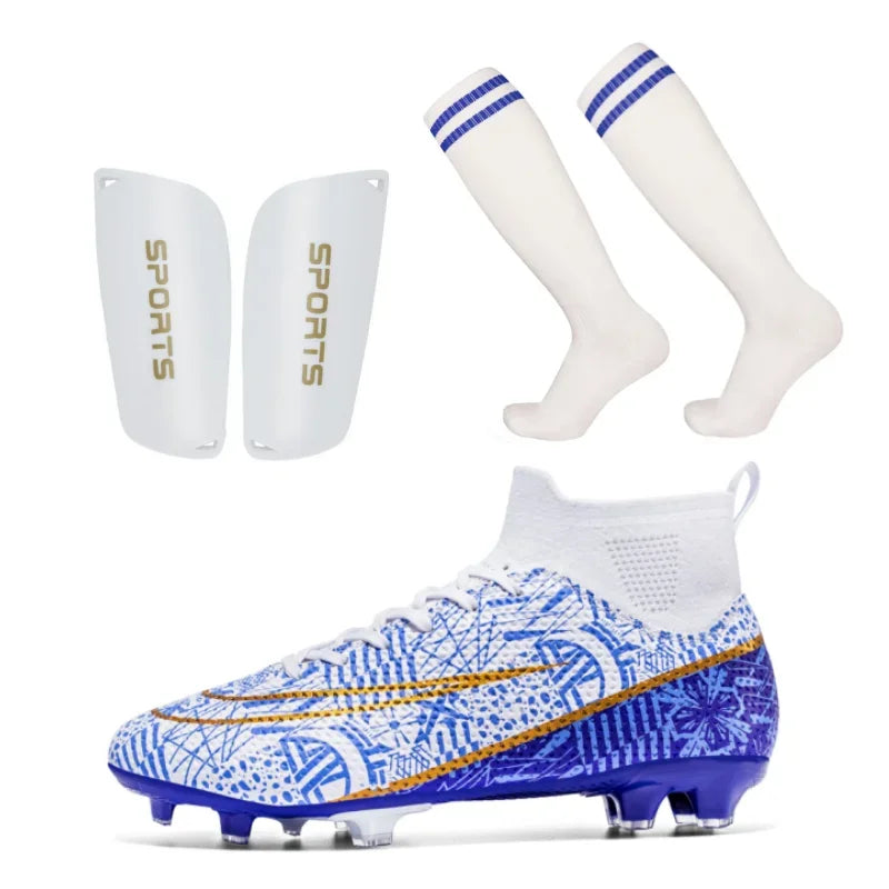 Best Quality Football Shoes//Three In One Set Men's Soccer// Shoes//Sock// Plastic Adult Shin Guard - GilloServ