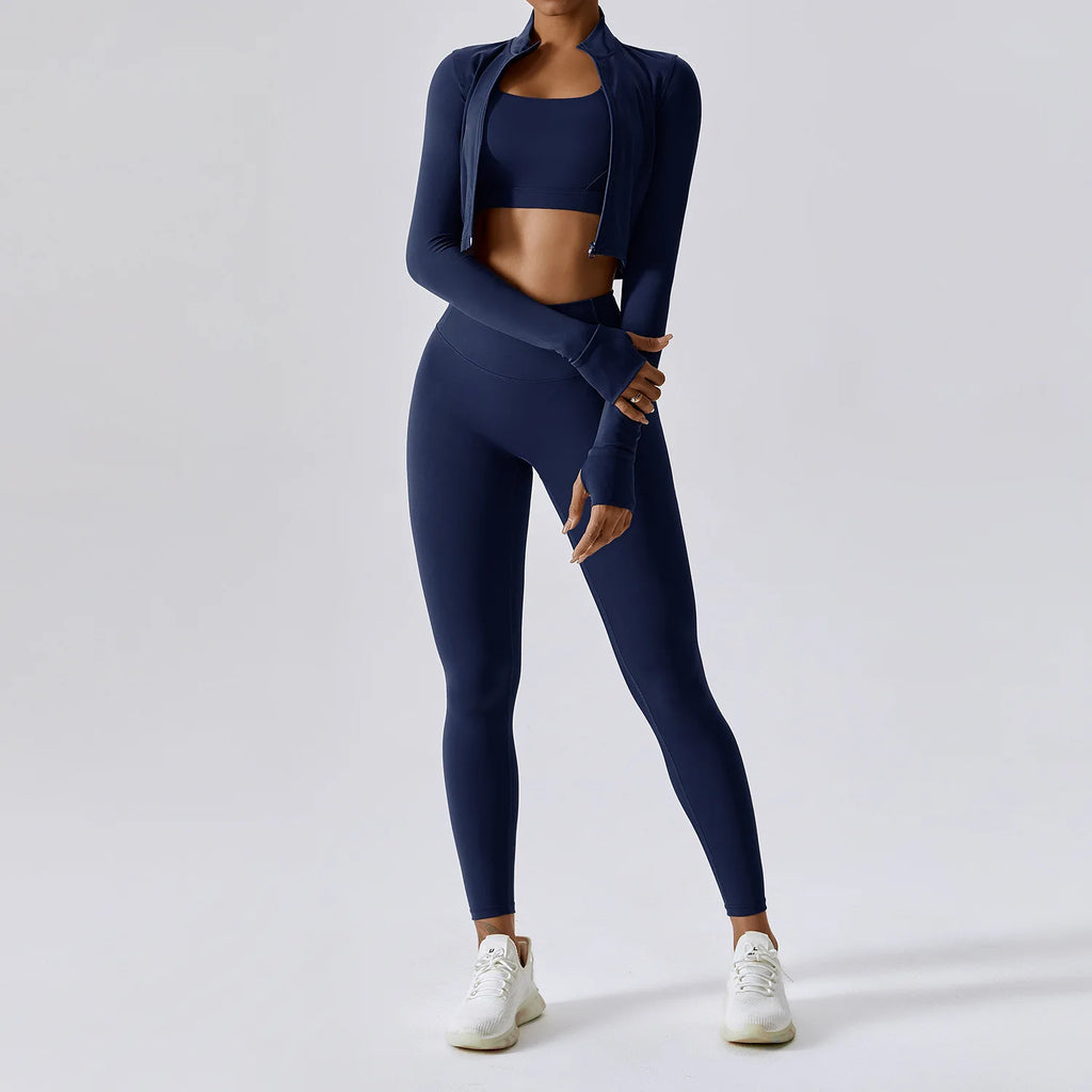 High Quality 3PCS Yoga Set Women Workout Sets Gym Sportswear Yoga Suit - GilloServ