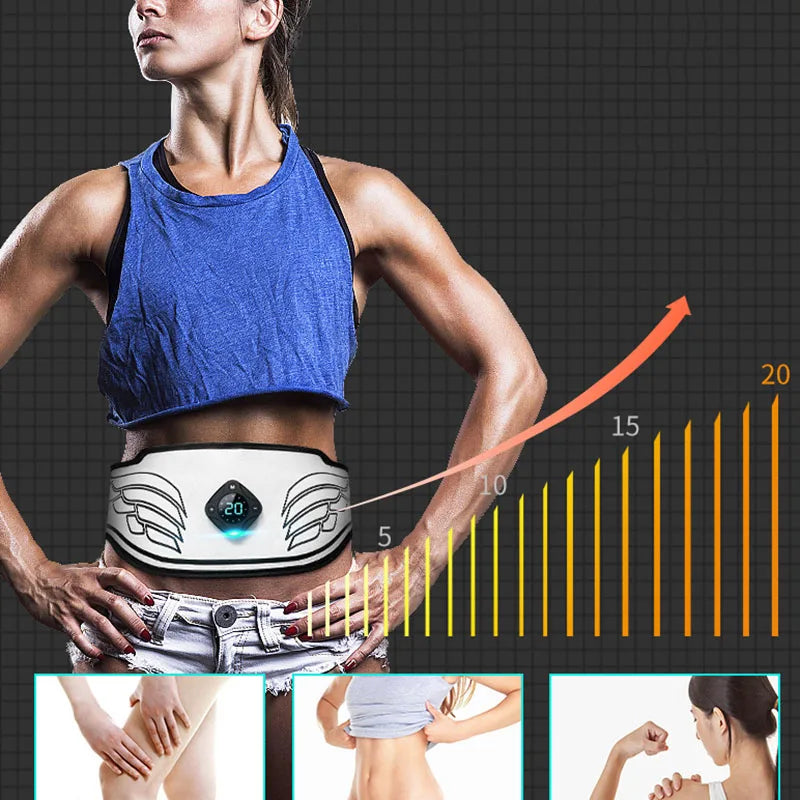 Smart EMS Ab Belt, Core Trainer with Fat Burn Tracking, Gel-Free Waist Trimmer for Gym/Home, Men & Women Weight Loss Solution - GilloServ