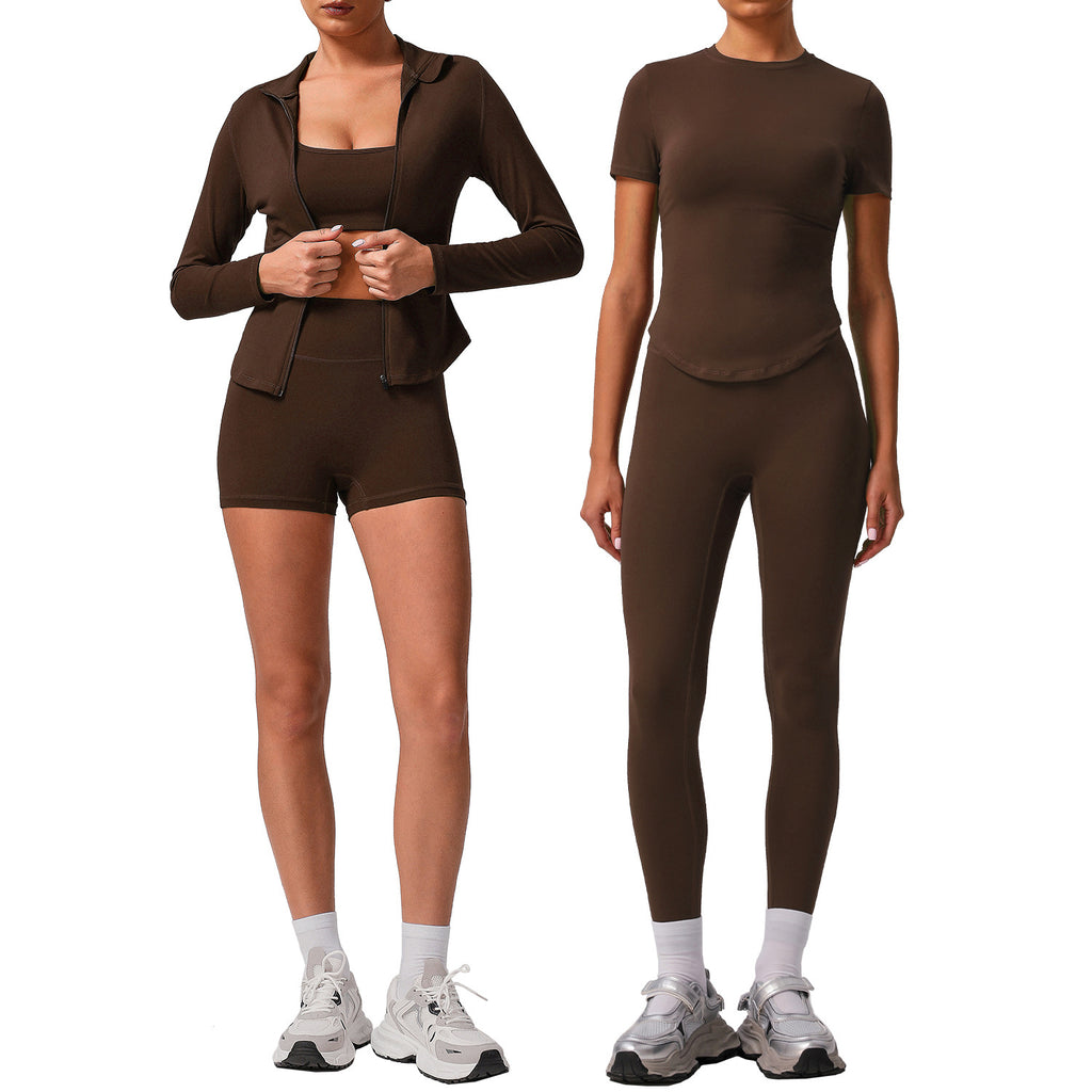 Solid color tight yoga suit quick drying fitness suit outdoor - GilloServ