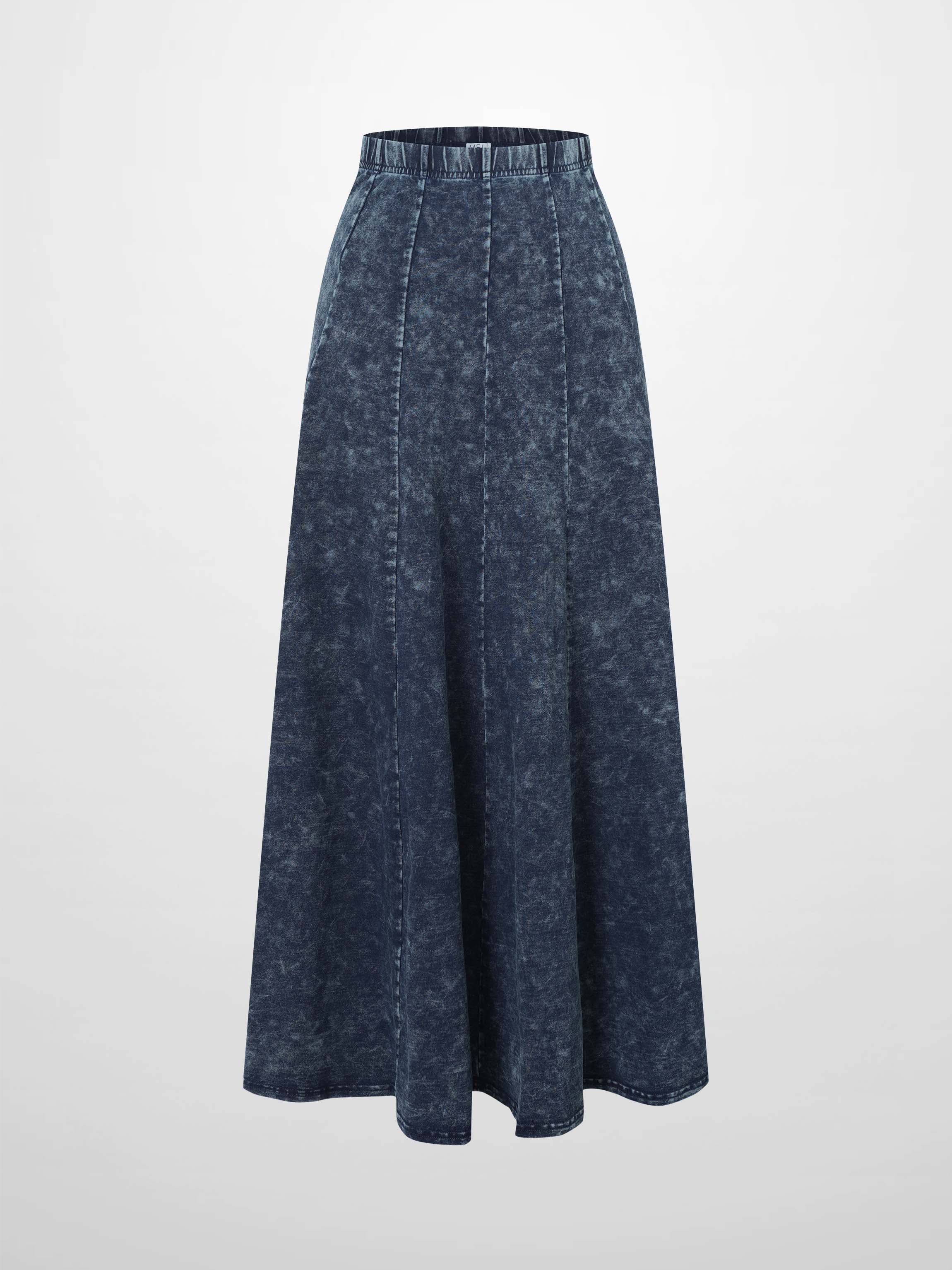 Paneled Flare Skirt 37"-Blue Wash-1
