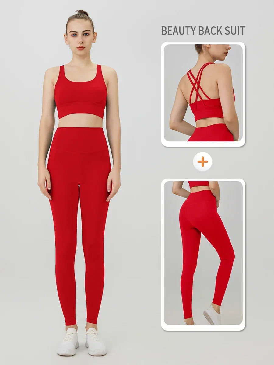 Yoga Clothes Women's Tracksuit Athletic Wear Pilates Fitness Suit - GilloServ