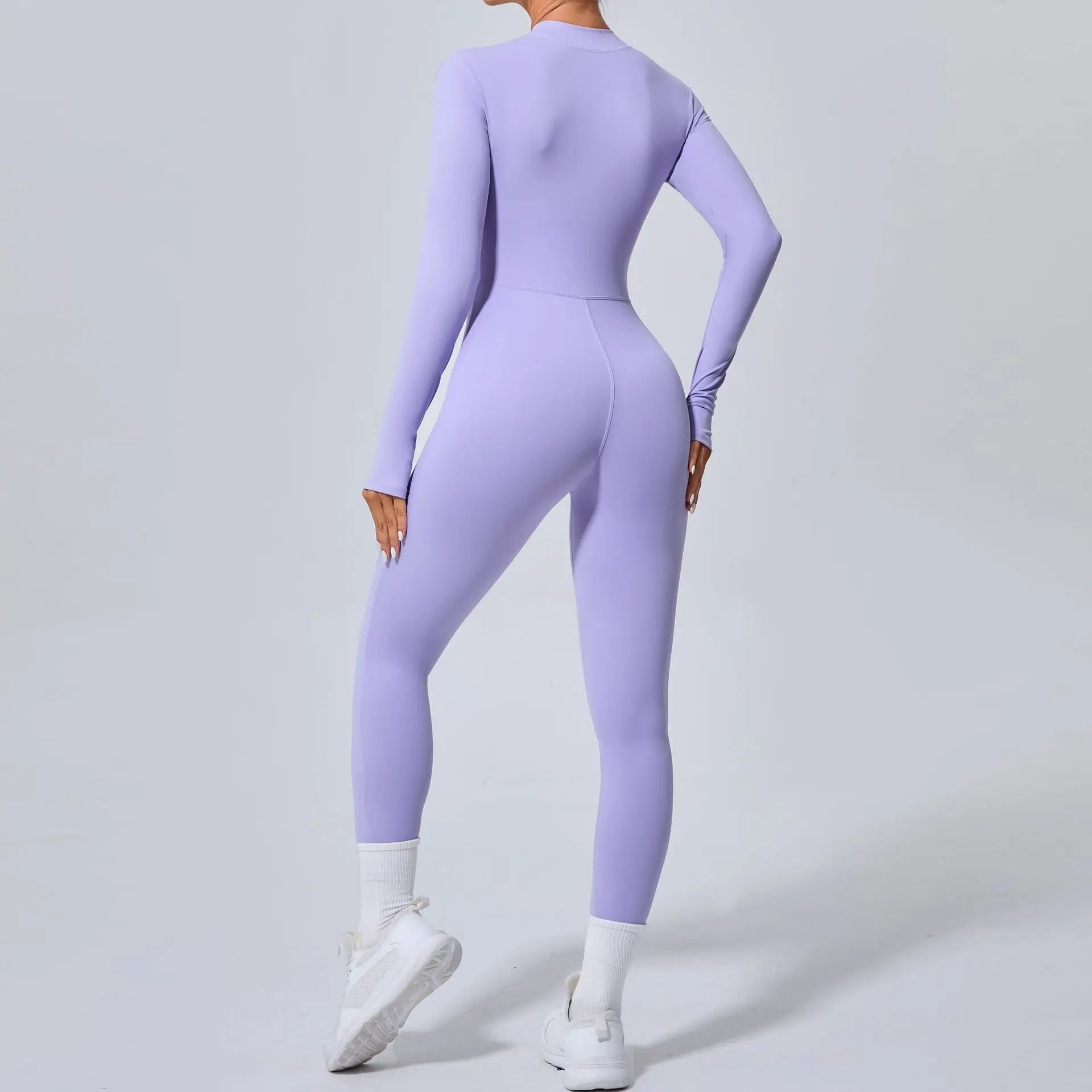 Seamless Yoga Jumpsuits Sports Fitness Hip-lifting Skinny Long-sleeved Zipper Winter Workout Gym Leggings Sportswear for Women - GilloServ