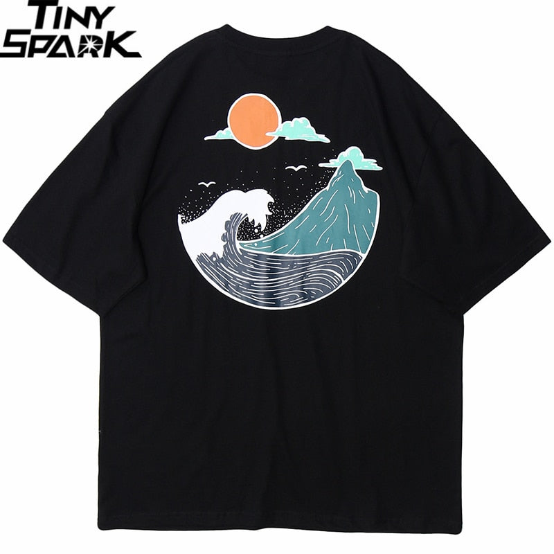 Great Wave T-Shirts Hip Hop Mens Streetwear - GilloServ
