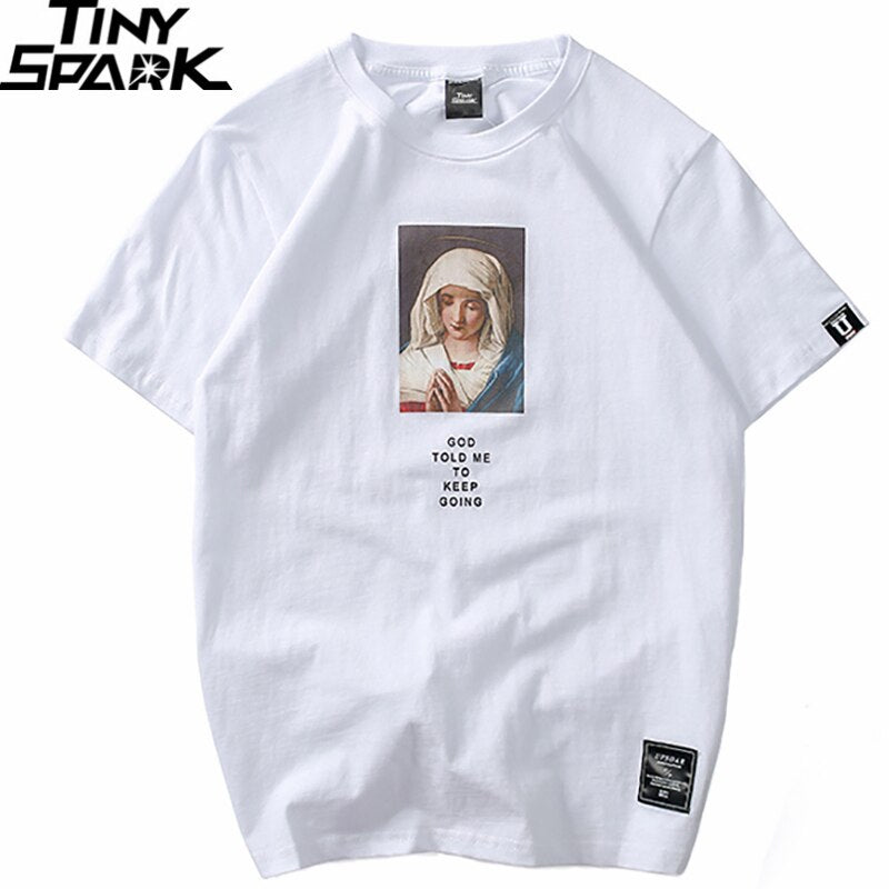 Summer Men's T-Shirts Virgin Mary Printed Casual Short - GilloServ