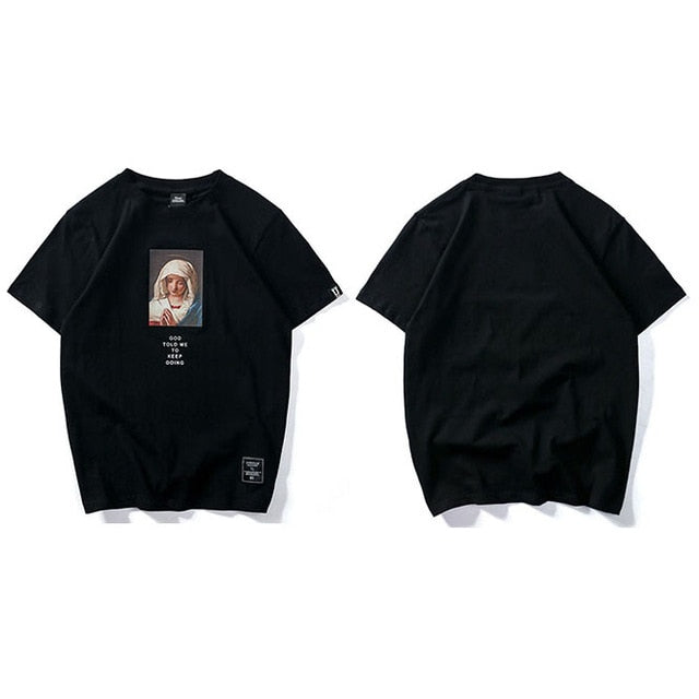 Summer Men's T-Shirts Virgin Mary Printed Casual Short - GilloServ