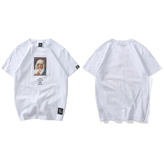 Summer Men's T-Shirts Virgin Mary Printed Casual Short - GilloServ
