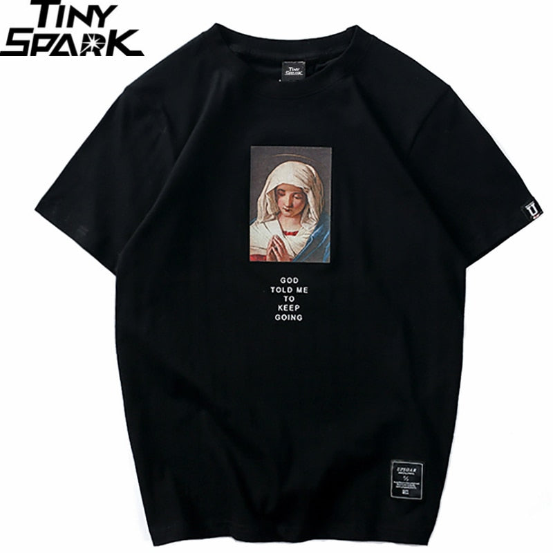 Summer Men's T-Shirts Virgin Mary Printed Casual Short - GilloServ