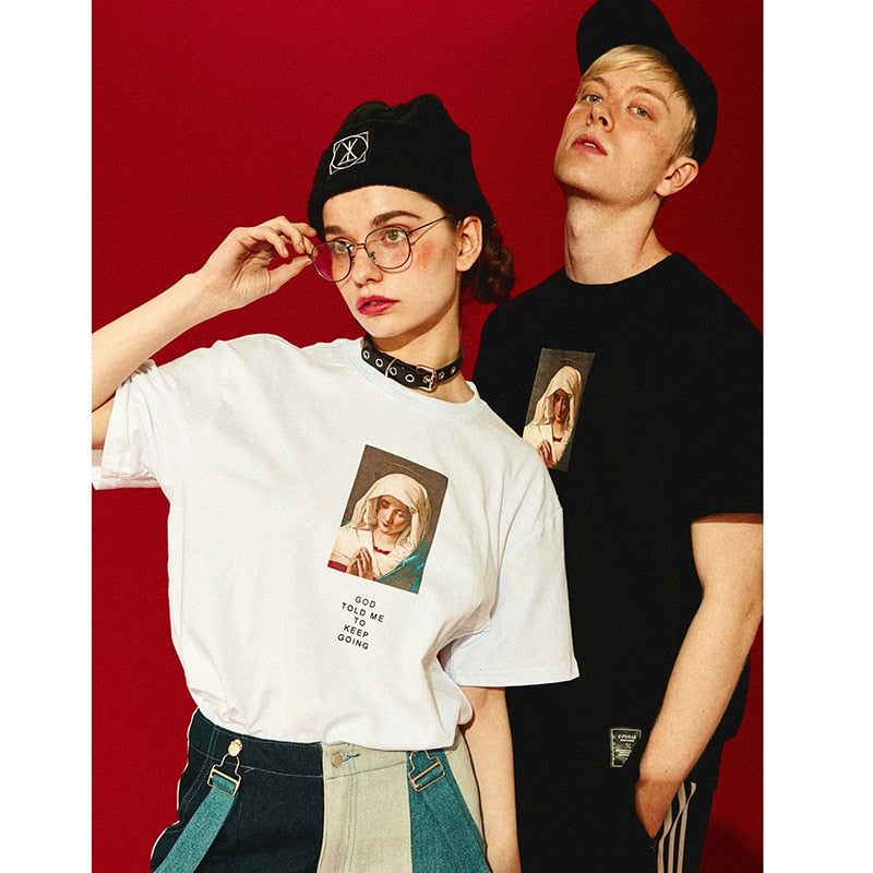 Summer Men's T-Shirts Virgin Mary Printed Casual Short - GilloServ