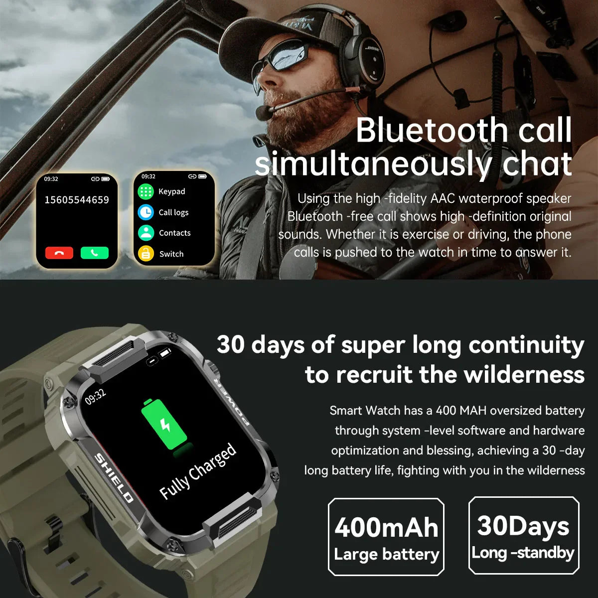Men’s Smart Watch Waterproof Fitness Tracker (Green) - GilloServ