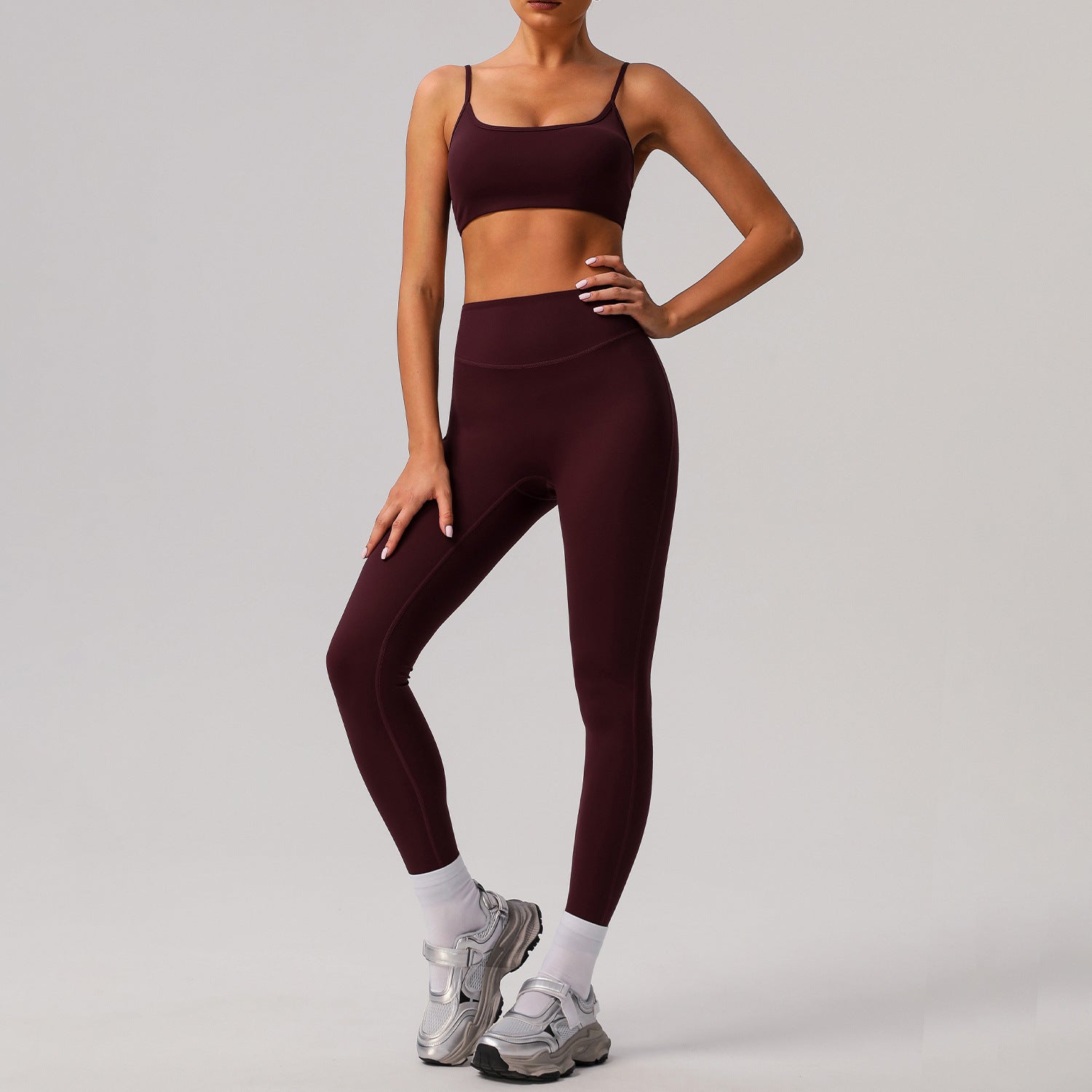 Solid color tight yoga suit quick drying fitness suit outdoor - GilloServ
