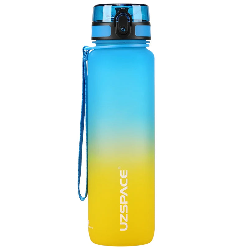 1L Sports Water Bottle With Time Marker, Leakproof - GilloServ