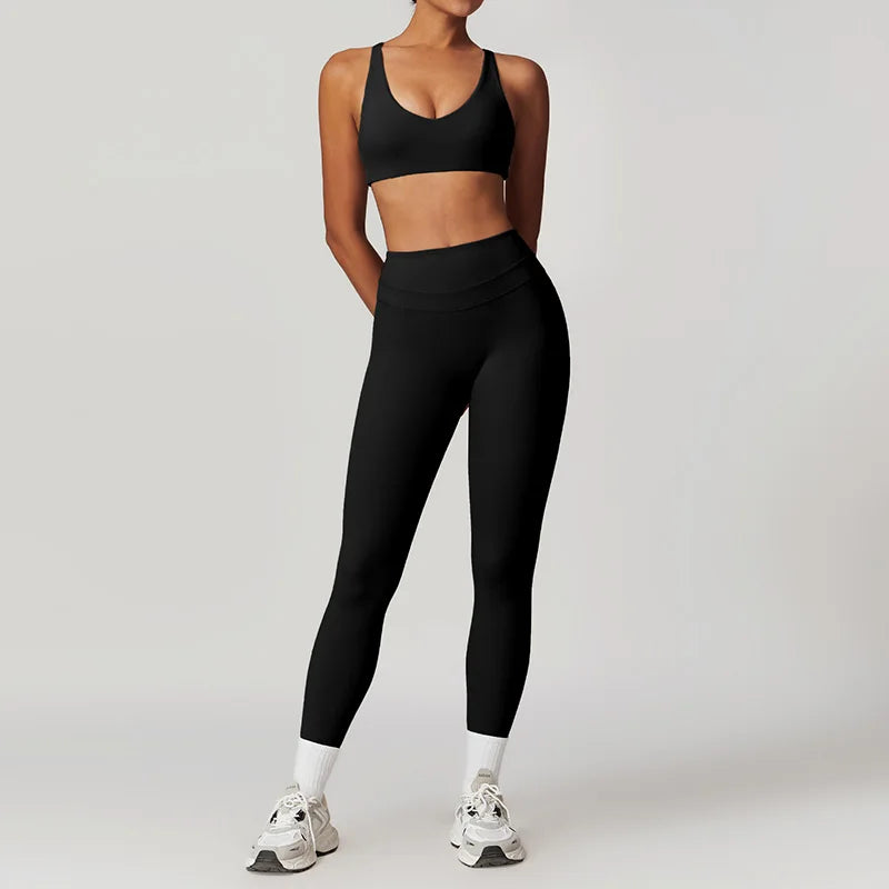 Yoga Sets Sports 2 Piece Women Plus Size Gym Clothes Seamless Fitness - GilloServ