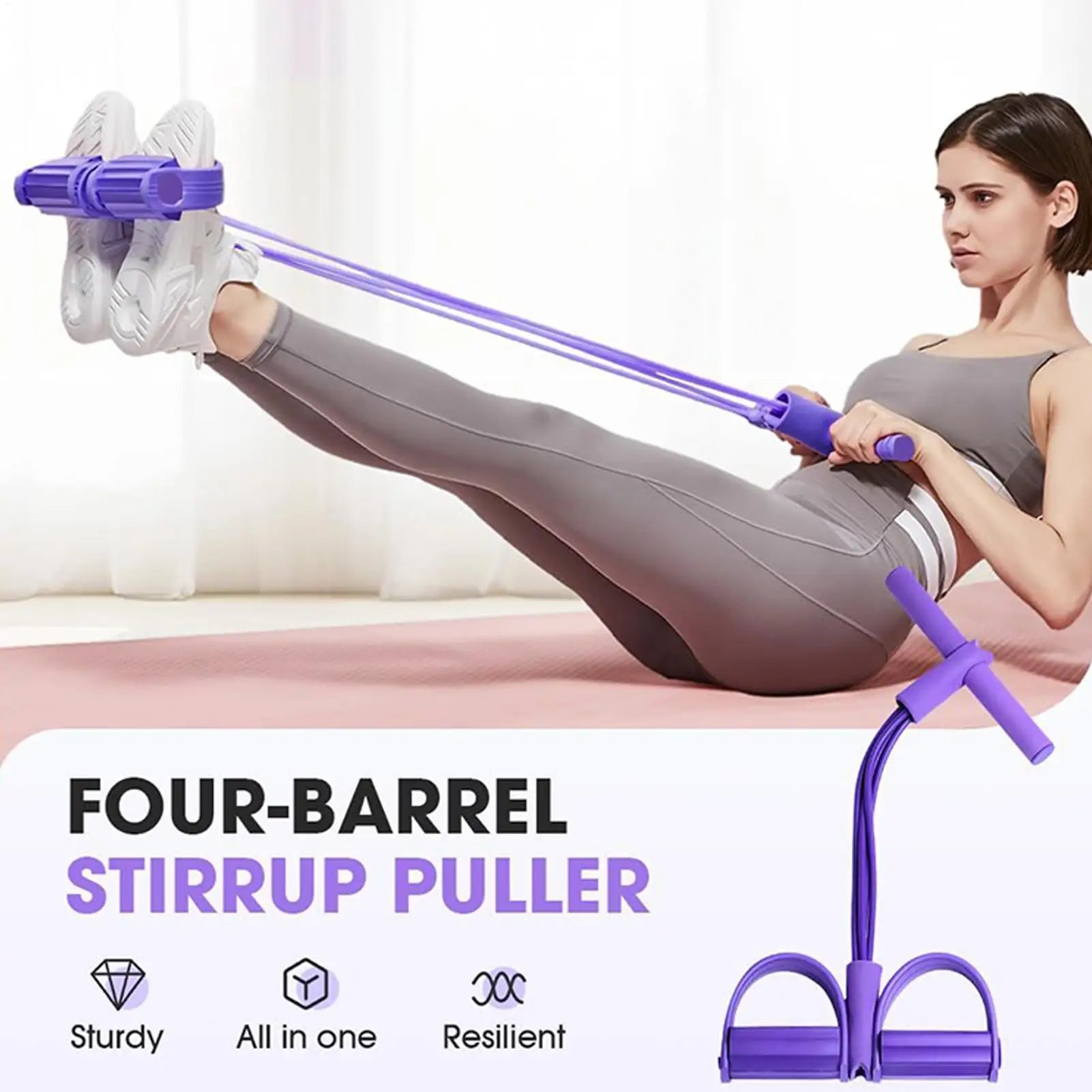 Fitness Resistance Bands 4 Tube Pedal Puller Exercise Resistance Band - GilloServ