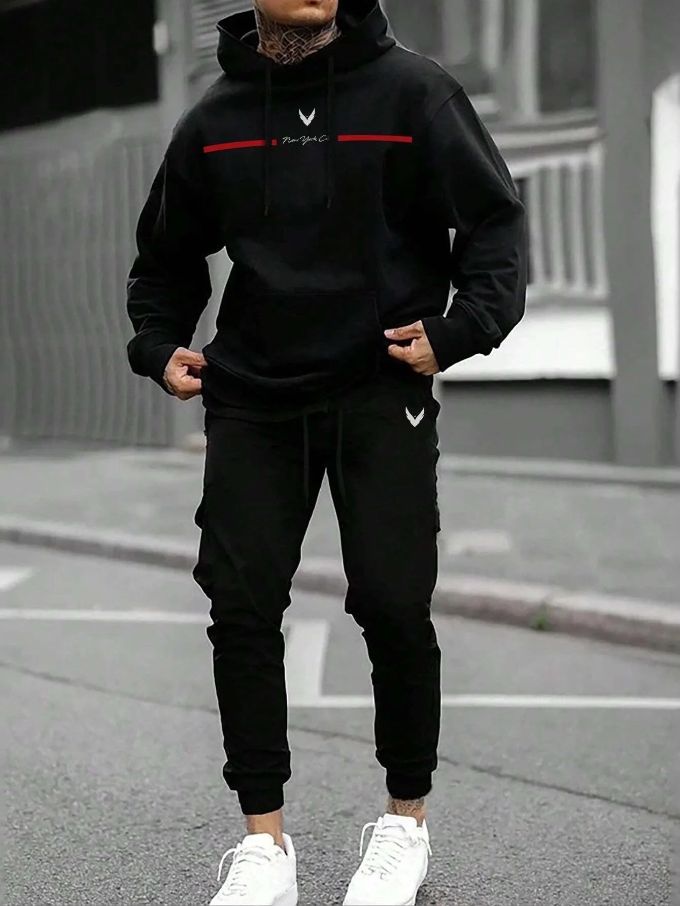 Tracksuit Sets Men's Casual Fleece Warm Hoodies Pants 2PCS Mens Long Sleeve Sport Suit Male Pullover Hoodies Sports Clothing - GilloServ