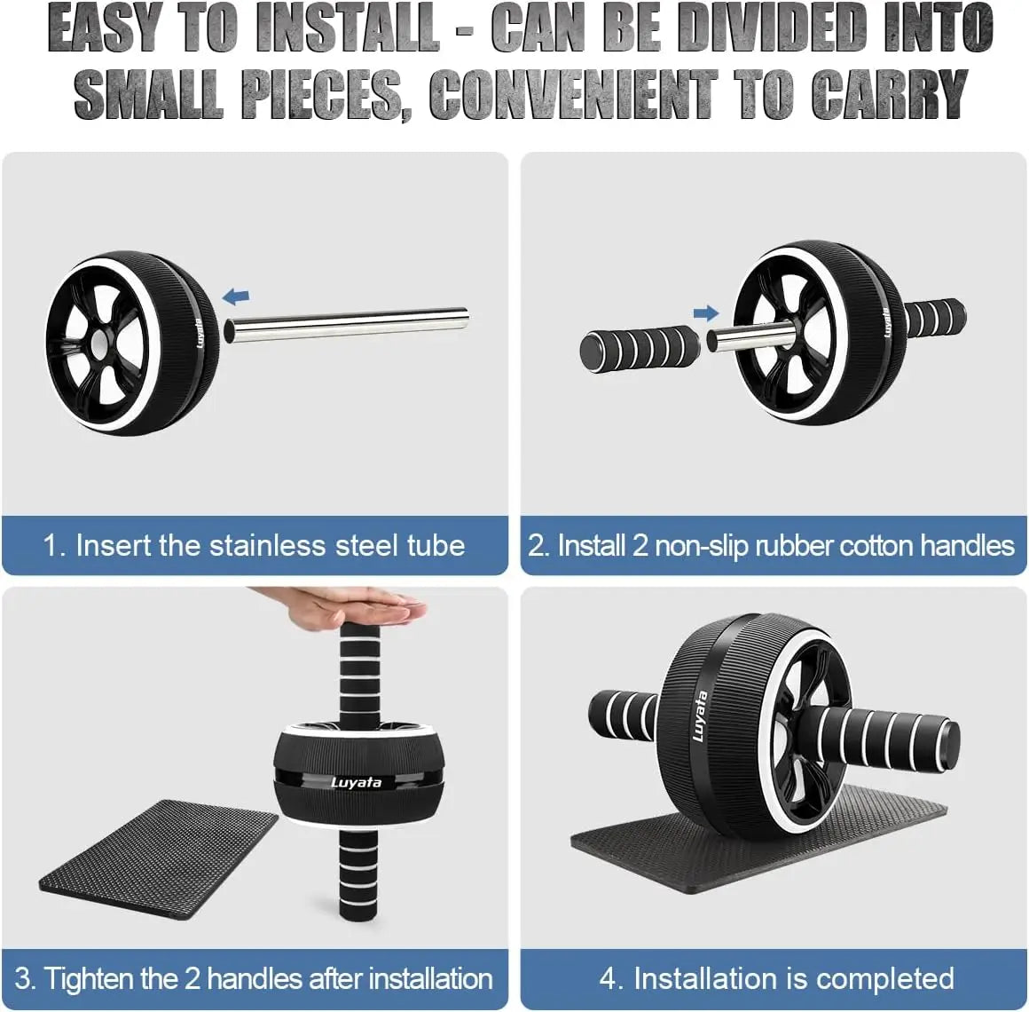 Ab Roller Wheel 10-In-1 Ab Exercise Wheels Kit// With Resistance Bands Knee Mat Jump Rope Push-Up Bar Home Gym Equipment for Men W - GilloServ