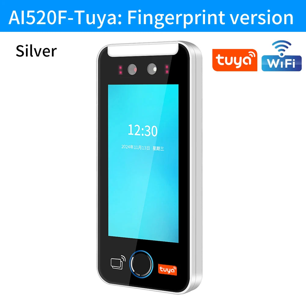 5 inch Touch Screen Server WIFI Tuya Face Recognition Fingerprint Access Control With RFID Reader Face Time Attendance Machine - GilloServ