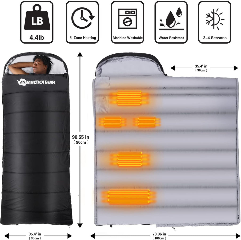 Heated Sleeping Bag Cold Weather Sleeping Bag for Hiking & Camping - GilloServ