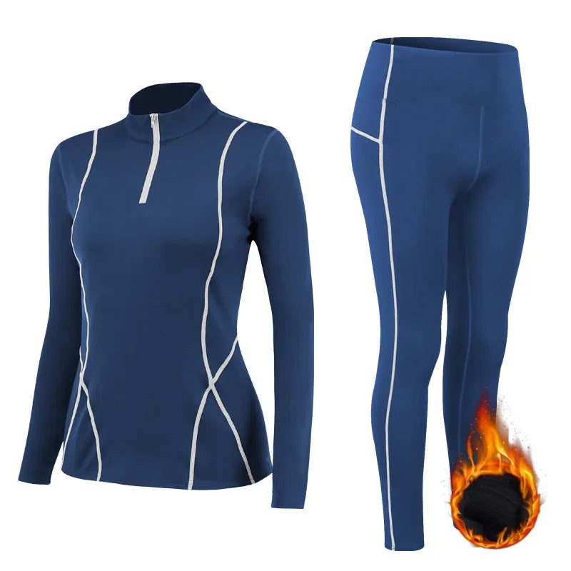 Winter Yoga Suit Stretch Set Gym Workout Shirt Leggings Sportswear - GilloServ