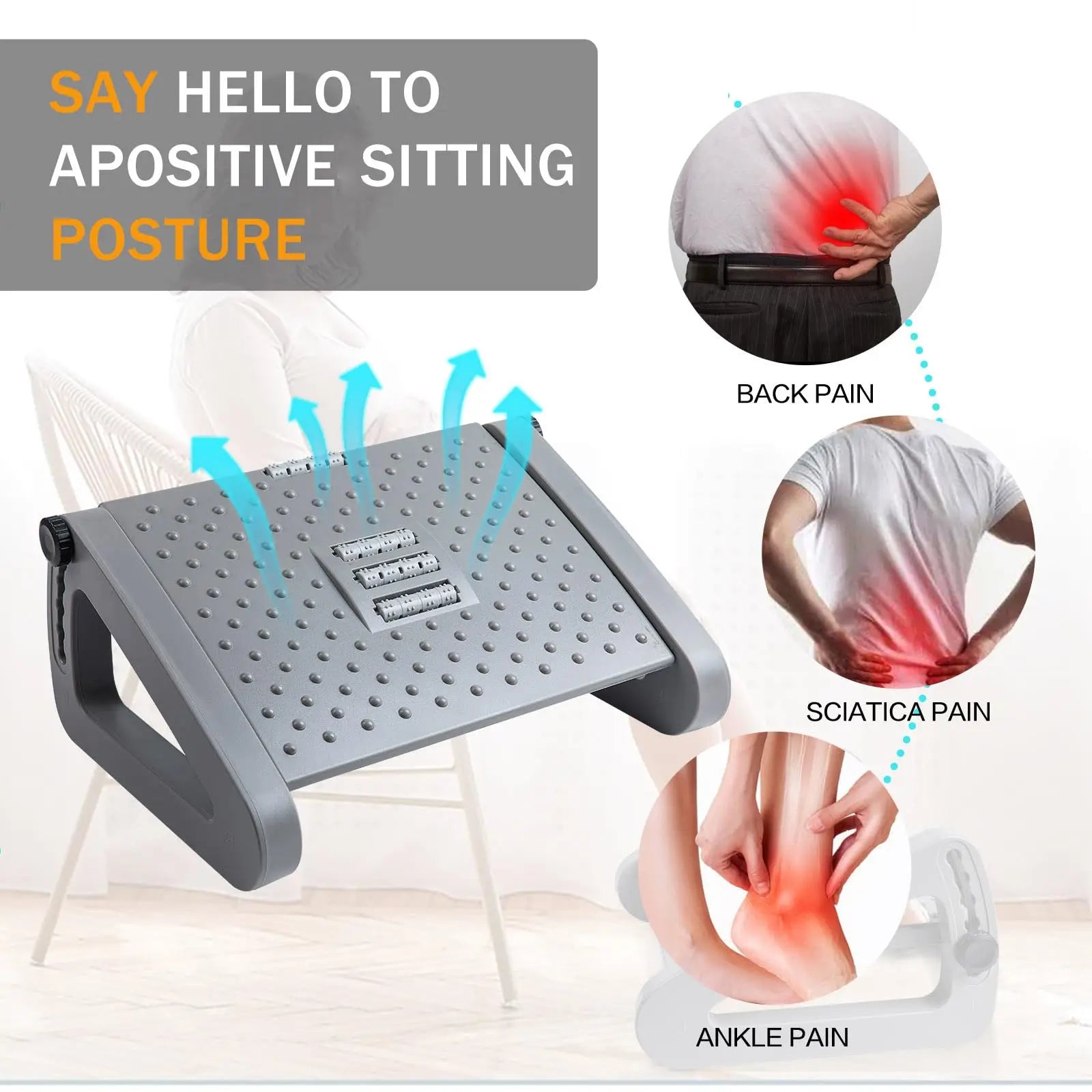 Foot Rest for Under Desk at Work,Adjustable Height Foot Rest Portable Under Desk Foot Stool for Home,Office - GilloServ