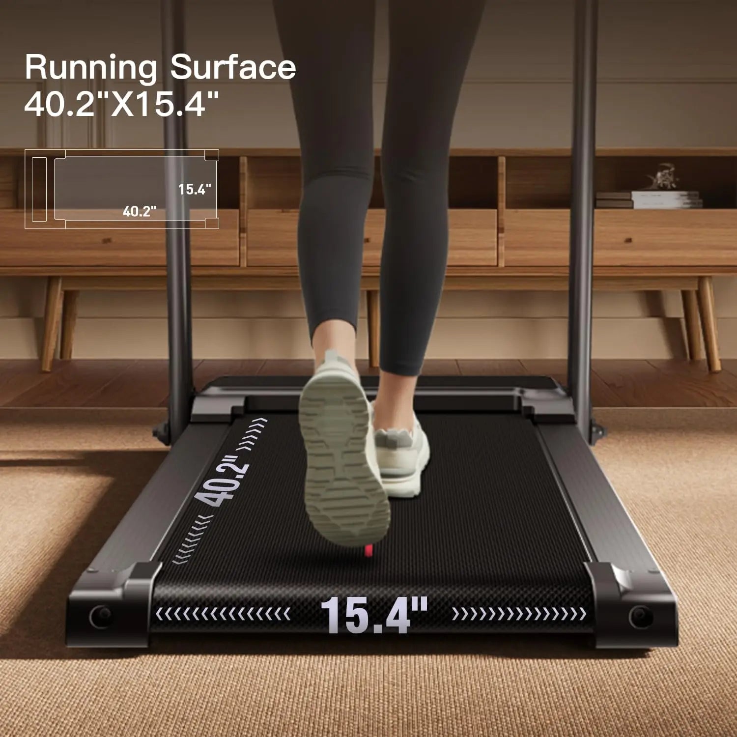 Home Folding Treadmill with Pulse Sensors, 2.5 HP Quiet Brushless, 7.5 MPH, 265 lbs Capacity - GilloServ