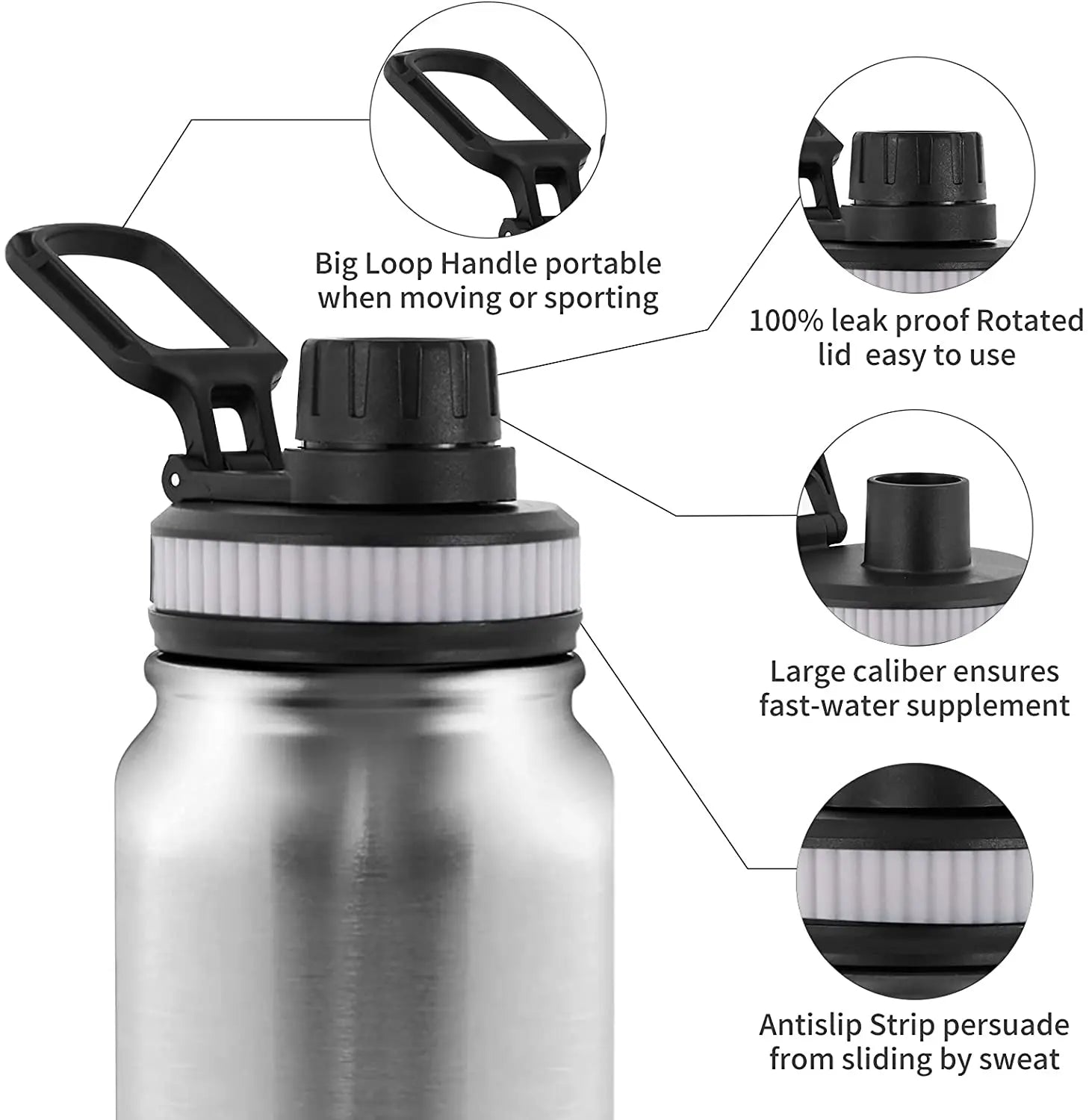 Water Bottle Stainless Steel Insulated (1000ML) - GilloServ