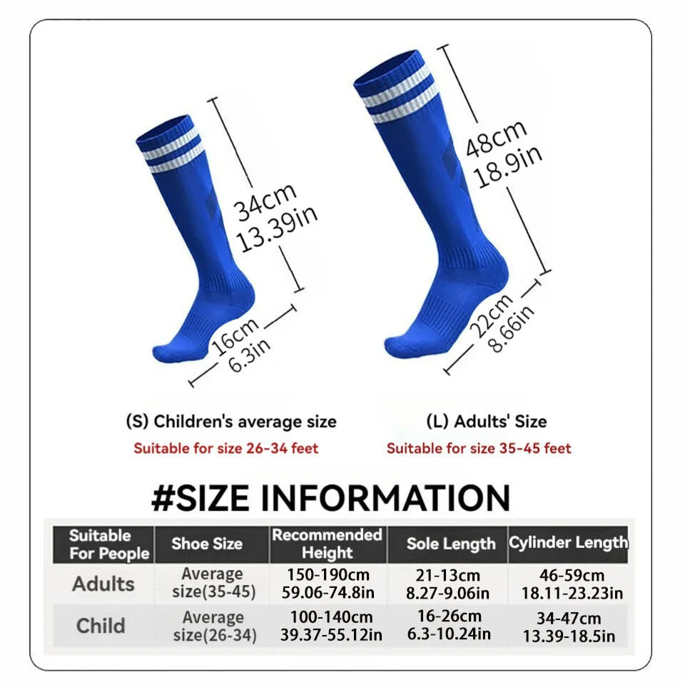 1Pair Soccer Shin Guards Socks Set Football Over Knee Length Socks - GilloServ