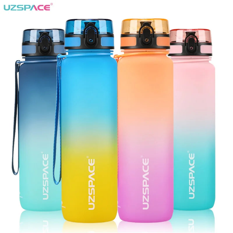 1L Sports Water Bottle With Time Marker, Leakproof - GilloServ