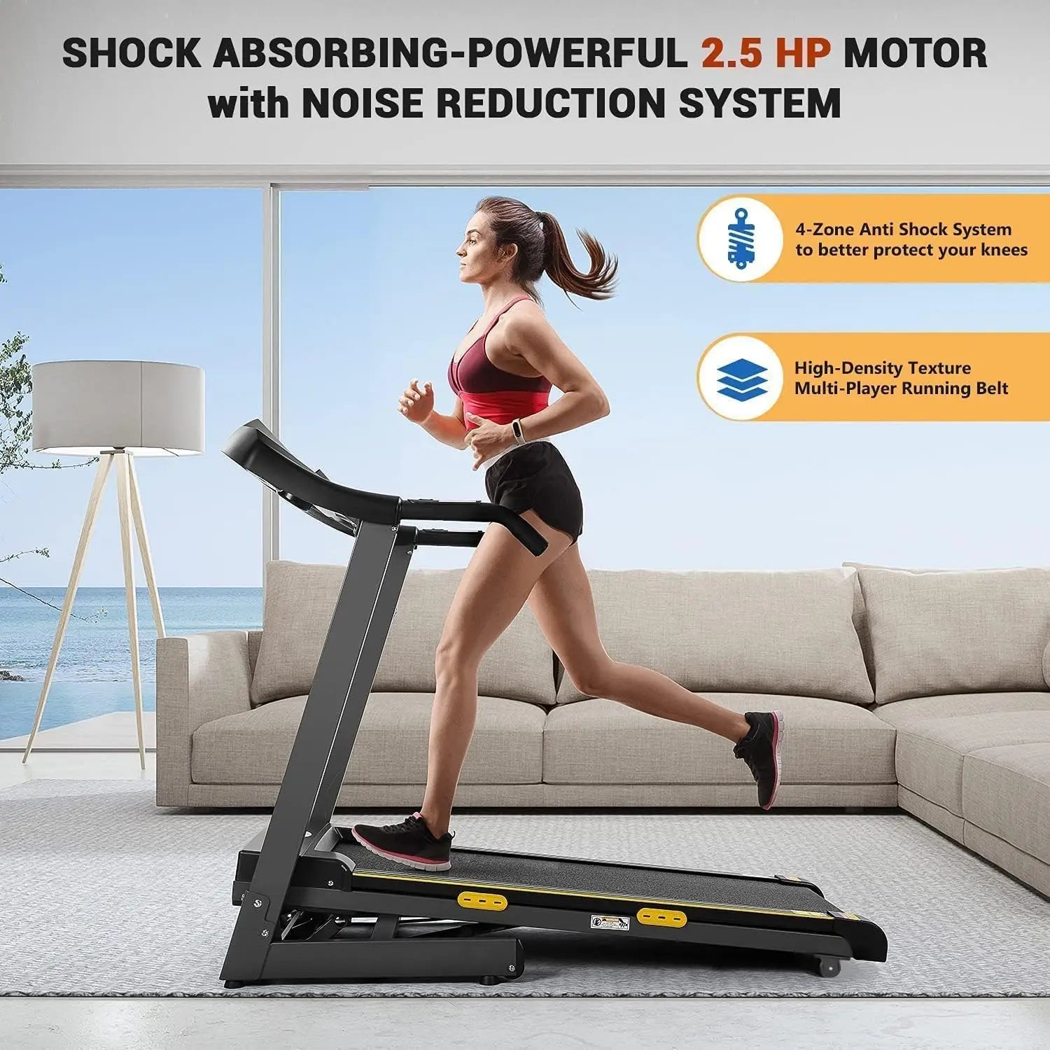 Treadmill with Auto Incline Folding Electric Running Machine 17'' Electric Treadmills 2.5HP/8.5MPH with 15 Training Programs - GilloServ