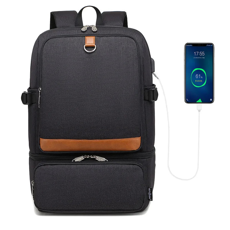 Fashion Black Laptop Backpack Compartment USB Thermal/ Waterproof/Outdoor Backpacks Cooler Bags Outdoor Hiking - GilloServ