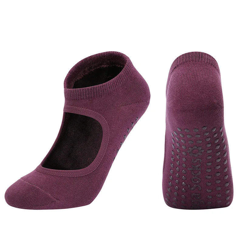 High Quality Women Pilates Socks Anti-Slip Breathable Backless Yoga Socks Ankle Ladies Ballet Dance Sports Socks for Fitness Gym - GilloServ