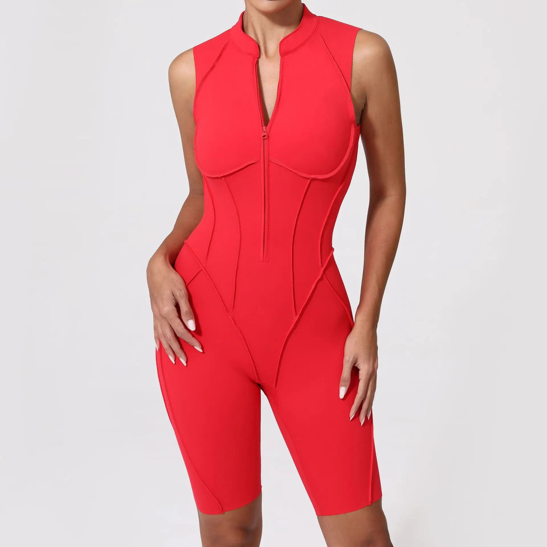 2025 New Women's Jumpsuit Hollow Back Zipper Yoga Suit - Sports Running Gym Workout Bodysuit Tracksuit Athletic Wear S-L - GilloServ