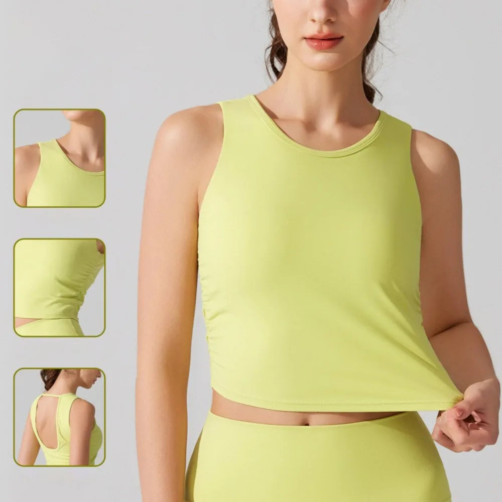 Women's Sports Bra Top with Built-in Padded Cups Breathable Yoga Vest - GilloServ