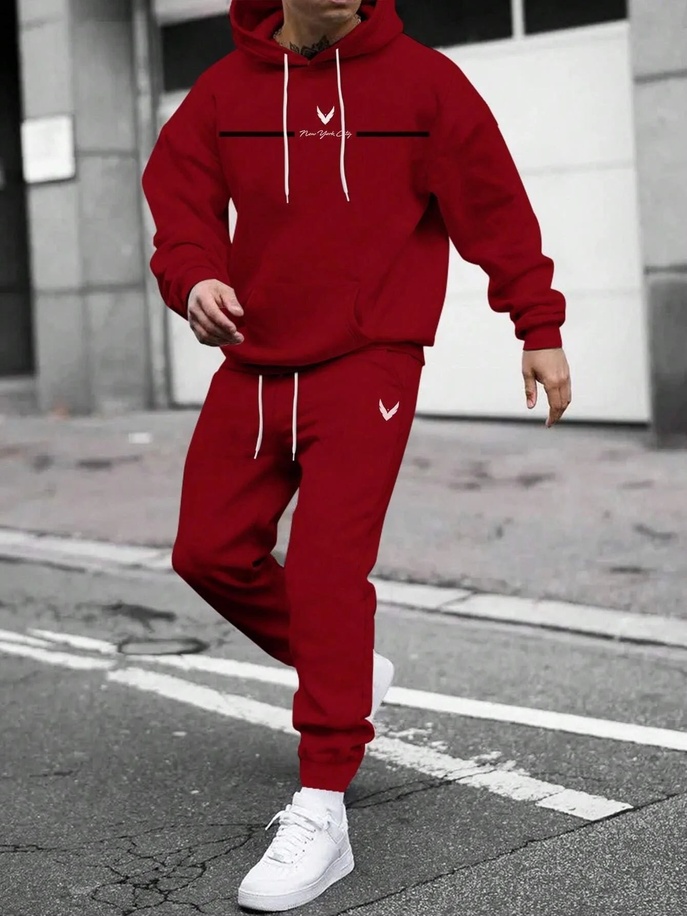 Tracksuit Sets Men's Casual Fleece Warm Hoodies Pants 2PCS Mens Long Sleeve Sport Suit Male Pullover Hoodies Sports Clothing - GilloServ