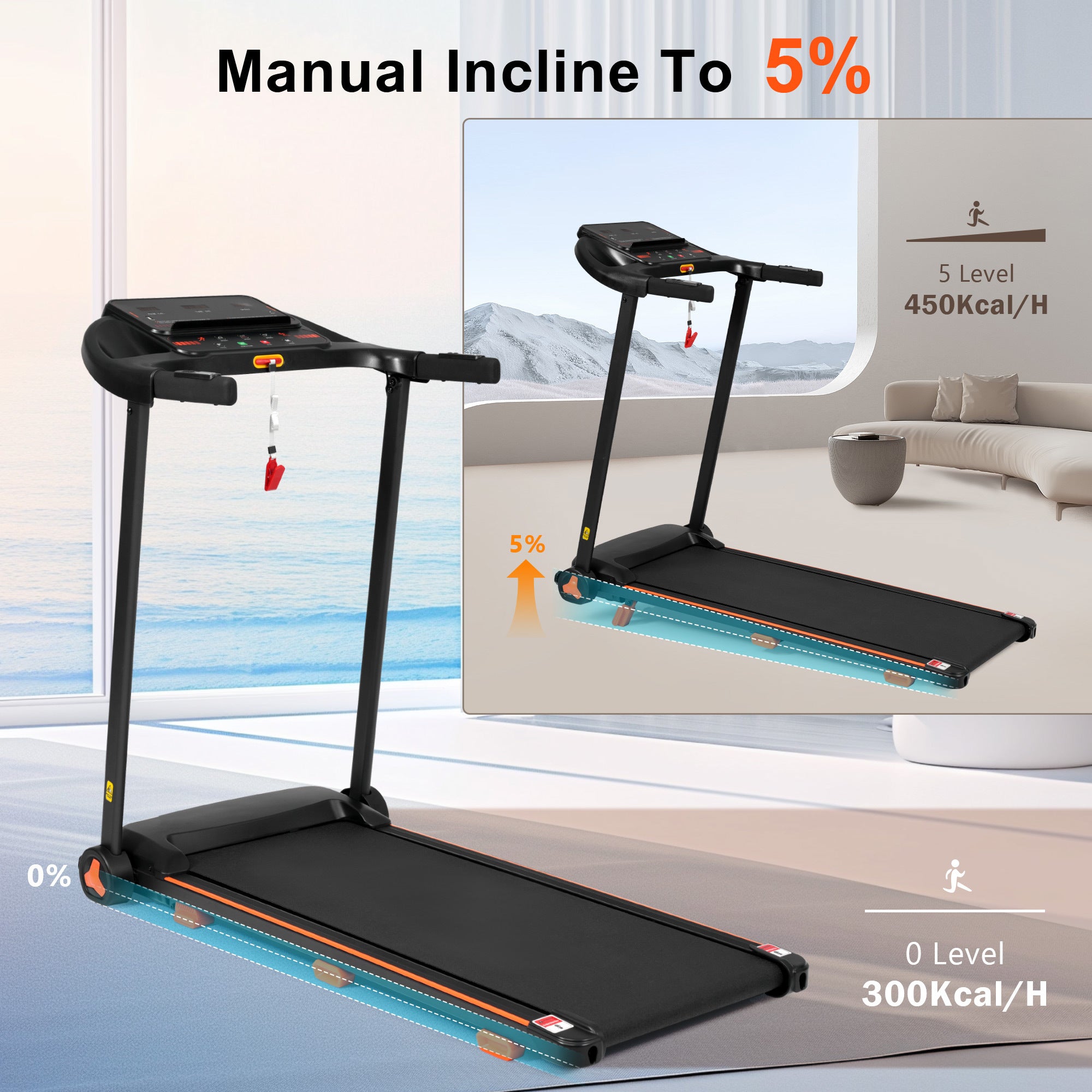 Brand New Home Treadmill, 2.5HP Silent Folding Treadmill With Heart Rate Sensor, Weighing 300 Pounds, Banned Platform Temu - GilloServ