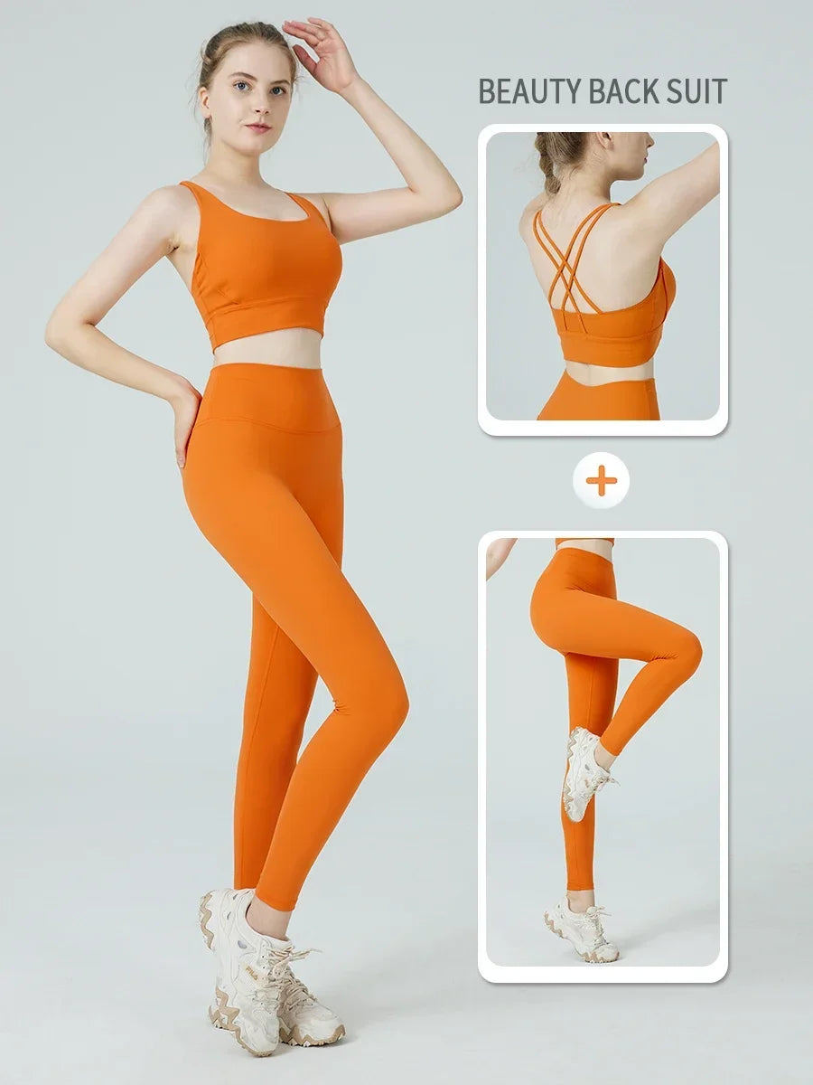 Yoga Clothes Women's Tracksuit Athletic Wear Pilates Fitness Suit - GilloServ