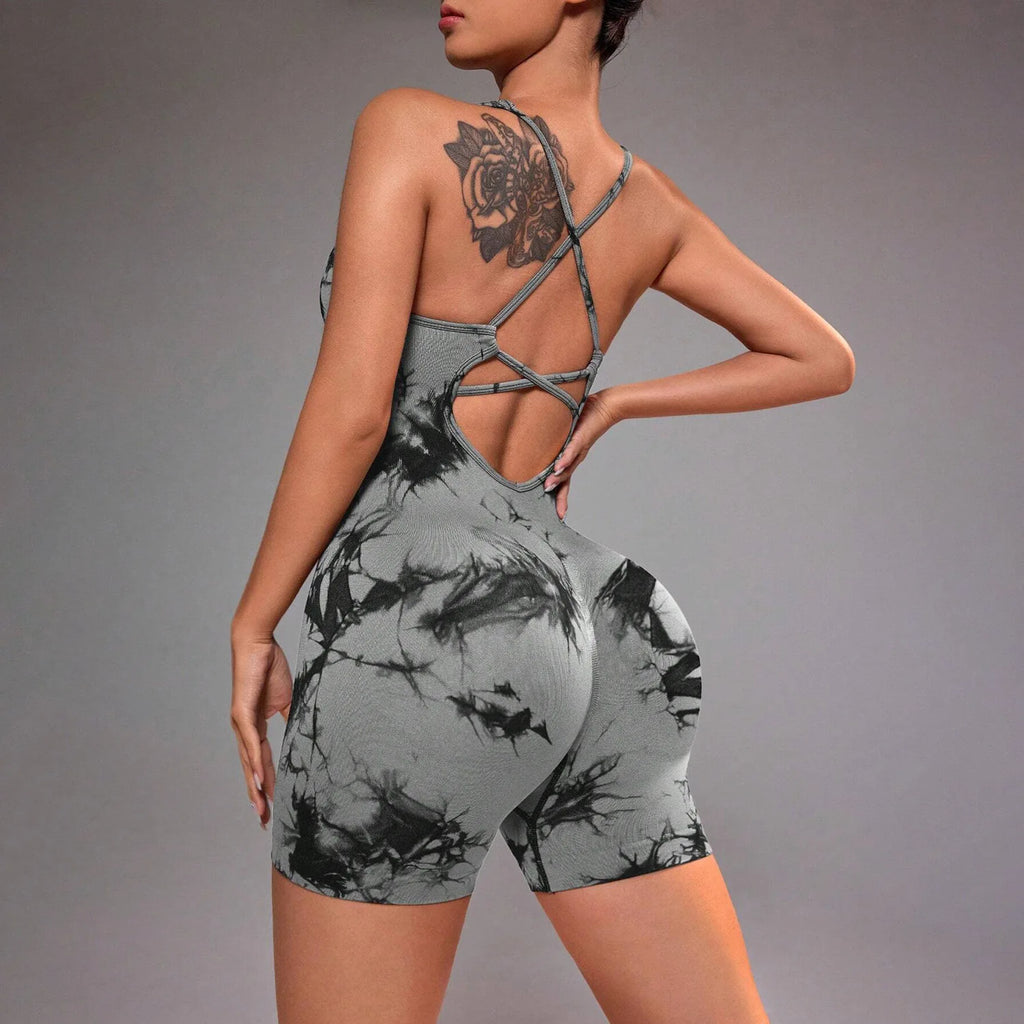 Yoga Sets Gym Jumpsuits Women Sports Overalls Lycra Active Wear Fitness Clothing Workout Clothes for Women Short Outfits - GilloServ