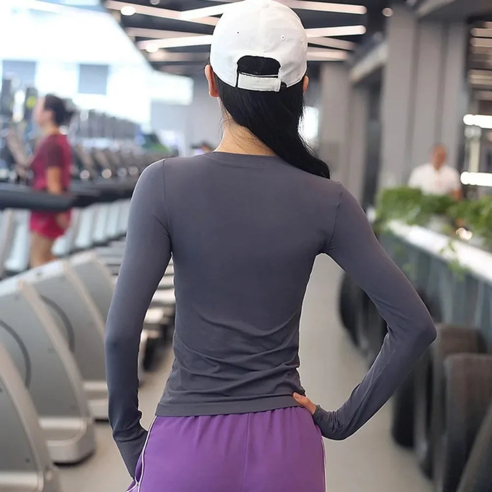 High Quality Women's Long Sleeve Top Yoga Shirts Running T-Shirt Workout Fitness Gym Sports - GilloServ